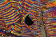 Hand Knitted Wool Hooded Jacket Cardigan Ladies Cut - SD Rainbow with Rainbow Trim