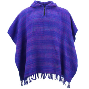 Hooded Square Poncho - Bright Purple