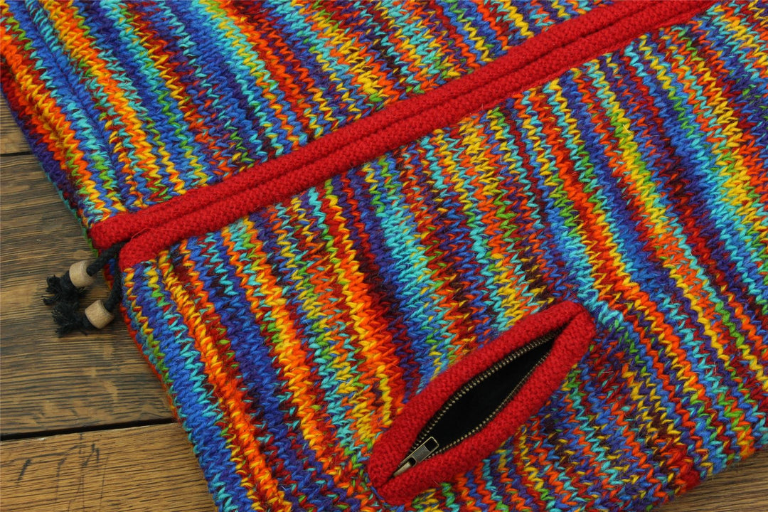 Hand Knitted Wool Hooded Jacket Cardigan - SD Rainbow