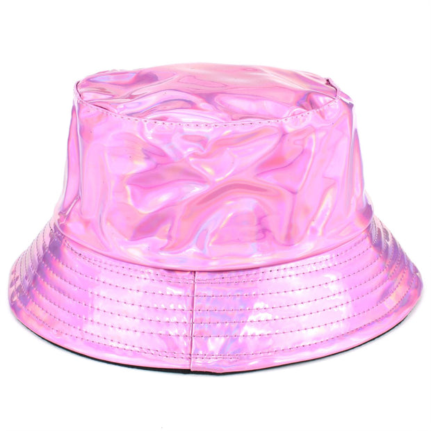 Holographic Bucket Hat - Shiny Baby Pink
