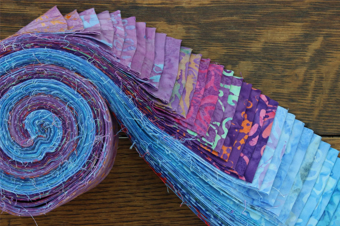 Jelly Roll - 40 Strips of 2.5" x 37" Cotton Batik