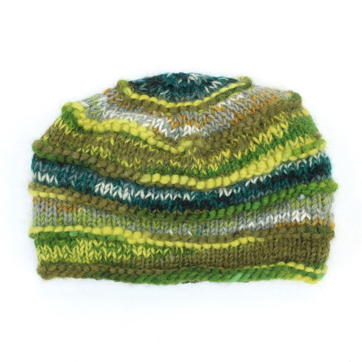 Hand Knitted Wool Beanie Hat - 17 Green