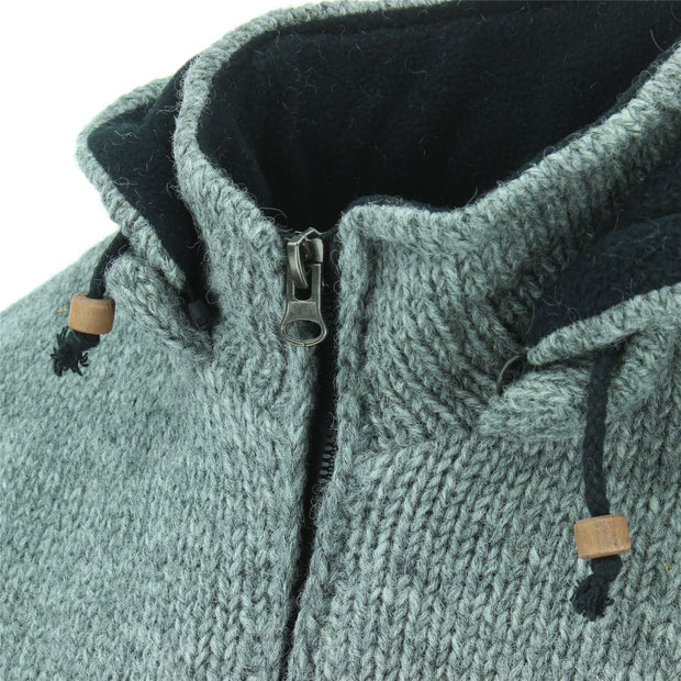 Chunky Wool Knit Animal Hoodie - Elephant - Grey