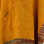 Soft Vegan Wool Hooded Tibet Poncho - Mustard Sunset