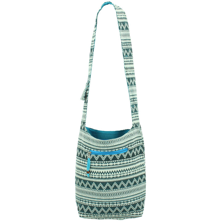 Cotton Canvas Sling Shoulder Bag - Turquoise