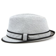 Simple grey cotton trilby hat with band and trim - Black