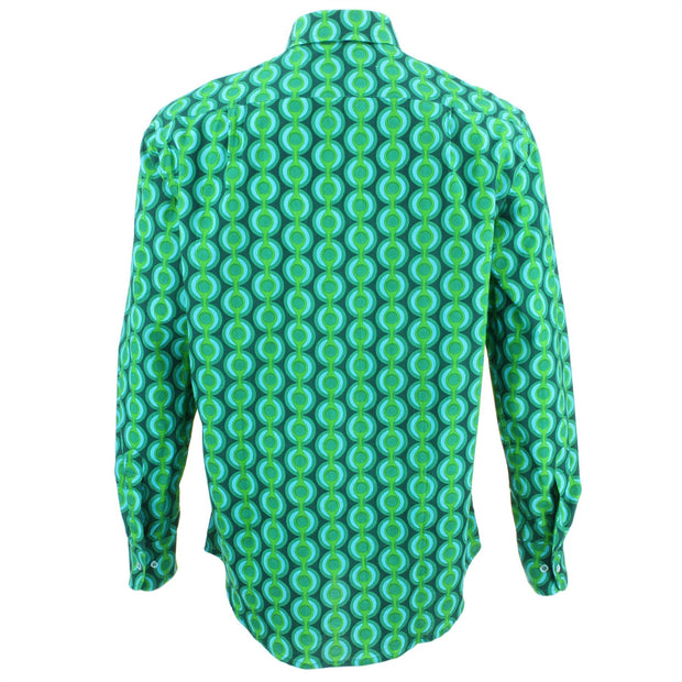 Regular Fit Long Sleeve Shirt - Green & Blue Circles