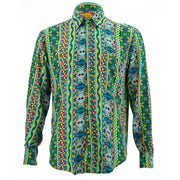 Regular Fit Long Sleeve Shirt - Geometric Aztec - Green