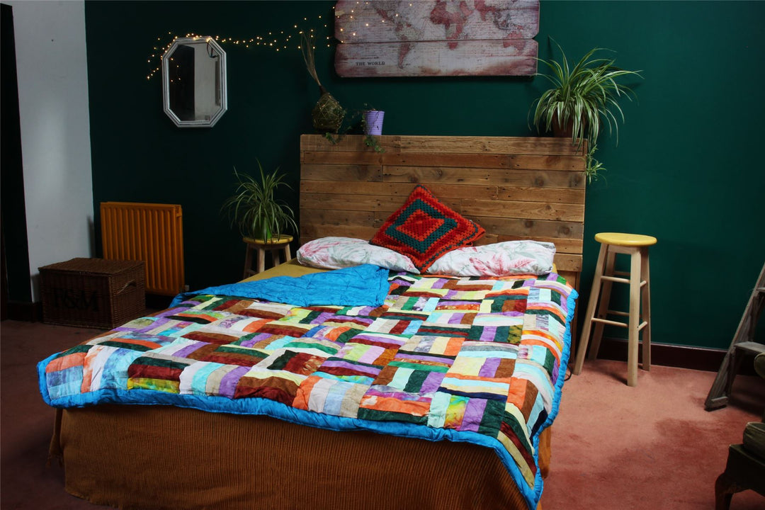 Handmade Quilted Patchwork Batik Printed Bedspread