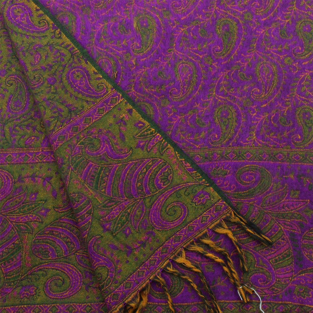 Acrylic Wool Shawl Blanket - Paisley - Purple