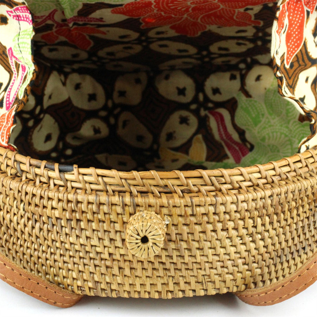Loud Elephant Handwoven Round Rattan Bag - Bow Loop