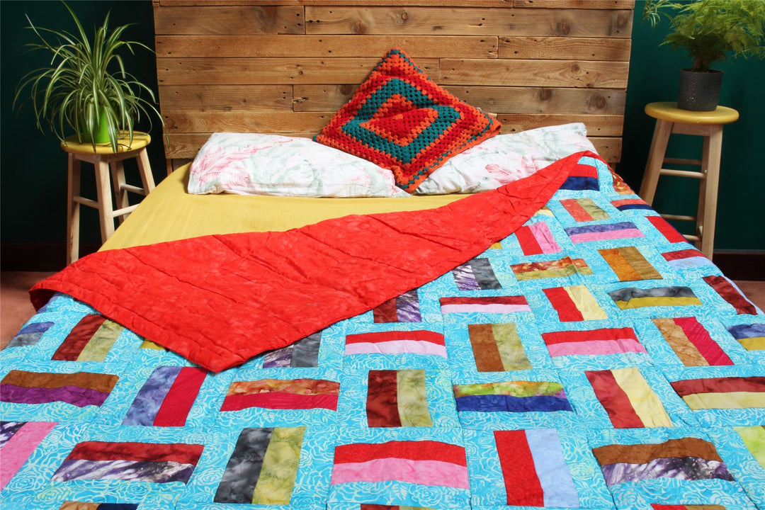 Handmade Quilted Patchwork Batik Printed Bedspread