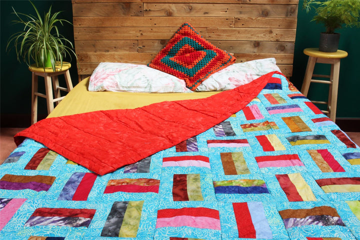 Handmade Quilted Patchwork Batik Printed Bedspread