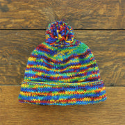 Chunky Wool Knit Beanie Bobble Hat - SD Rainbow
