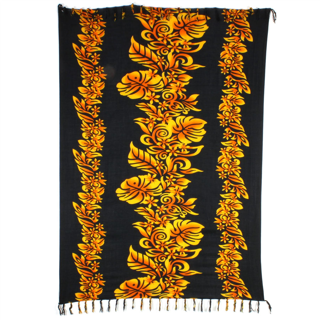 Hawaiian Flower Print Viscose Rayon Sarong - Yellow