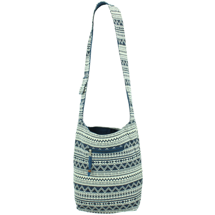 Cotton Canvas Sling Shoulder Bag - Navy