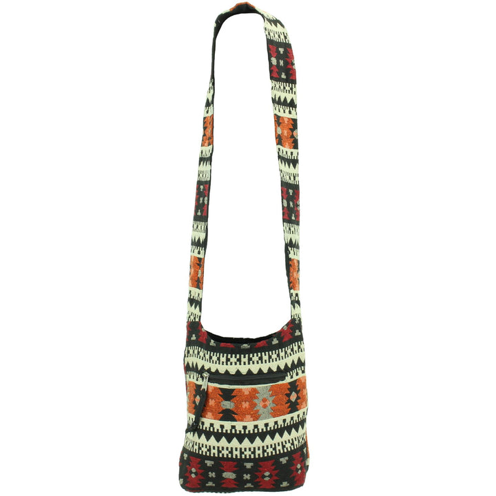 Cotton Canvas Sling Shoulder Bag - Aztec Orange Red