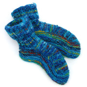 Hand Knitted Wool Ankle Socks - SD Bright Blue Mix