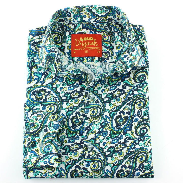 Slim Fit Long Sleeve Shirt - Porcelain Paisley