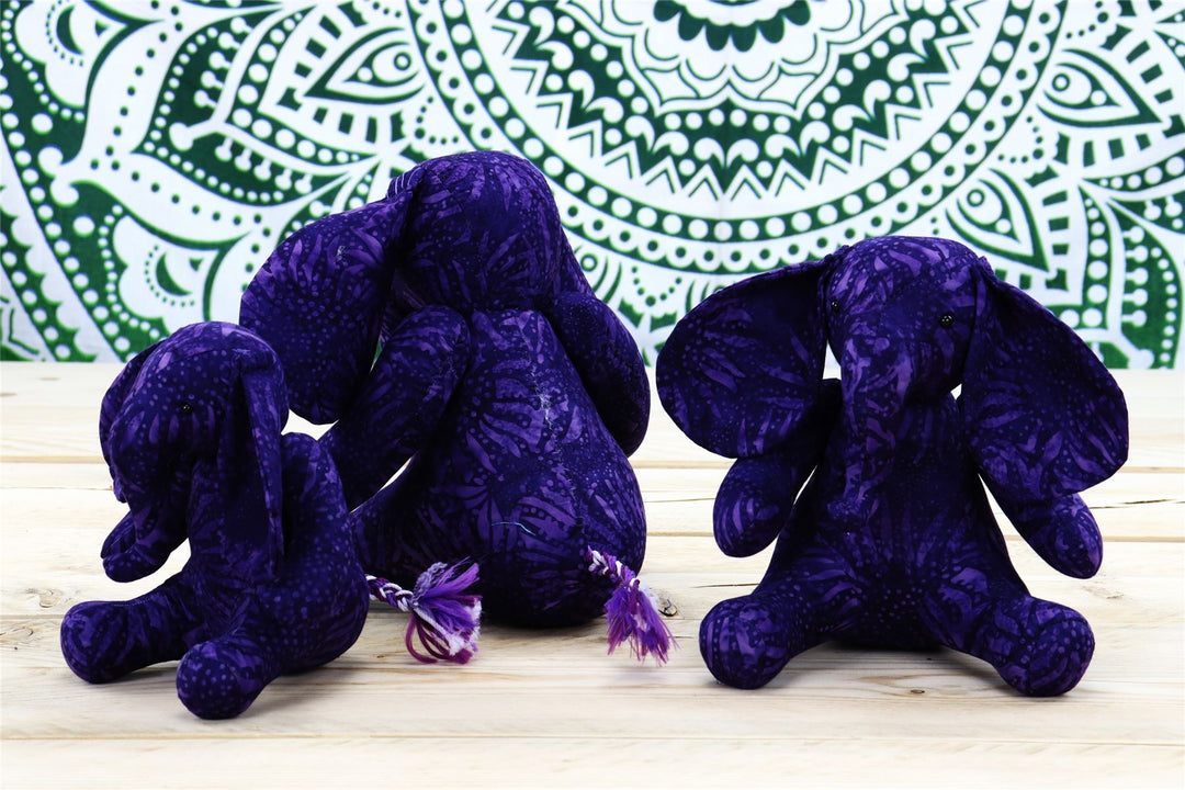 Batik Cotton Friendship Elephant - Purple Leaf