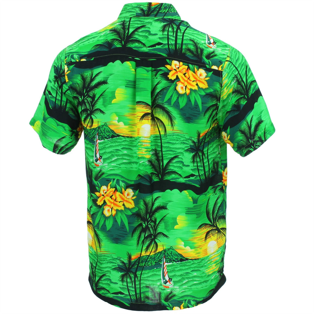 Short Sleeve Hawaiian Shirt - Palm Trees - Green