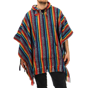 Kapuzenponcho aus gebürsteter Baumwolle – Regenbogen