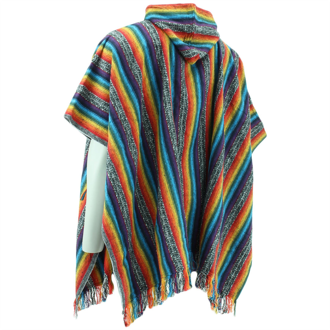 Brushed Cotton Hooded Poncho - Rainbow