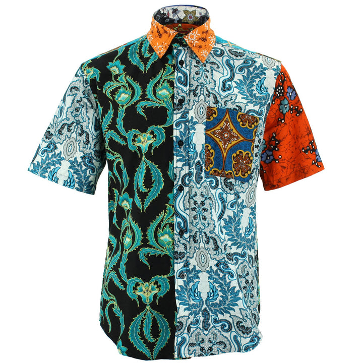 Regular Fit Short Sleeve Shirt - Random Mixed Panel - Batik