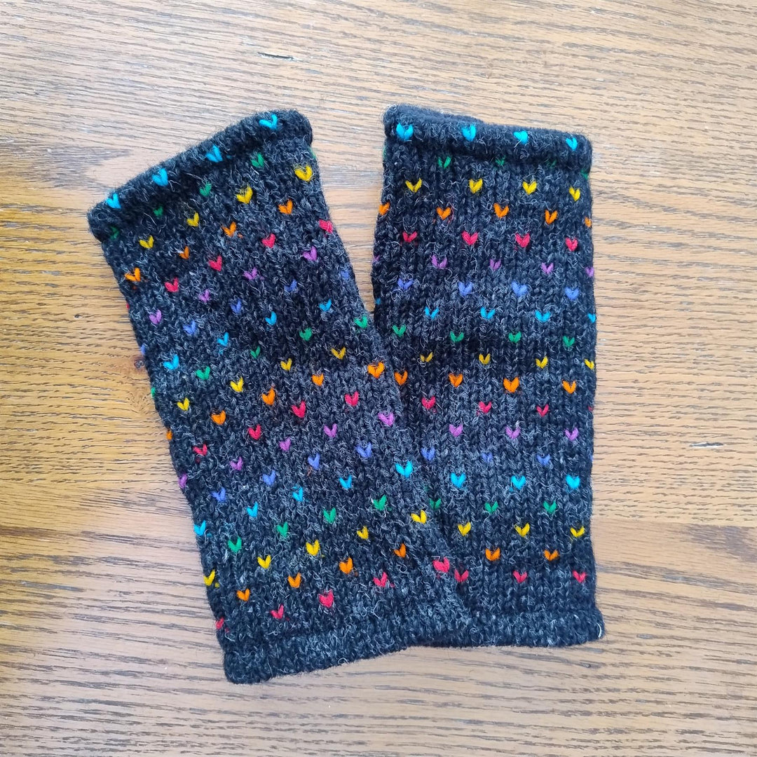 Wool Knit Fleece Lined  Wrist Warmers - Tik Tik Charcoal