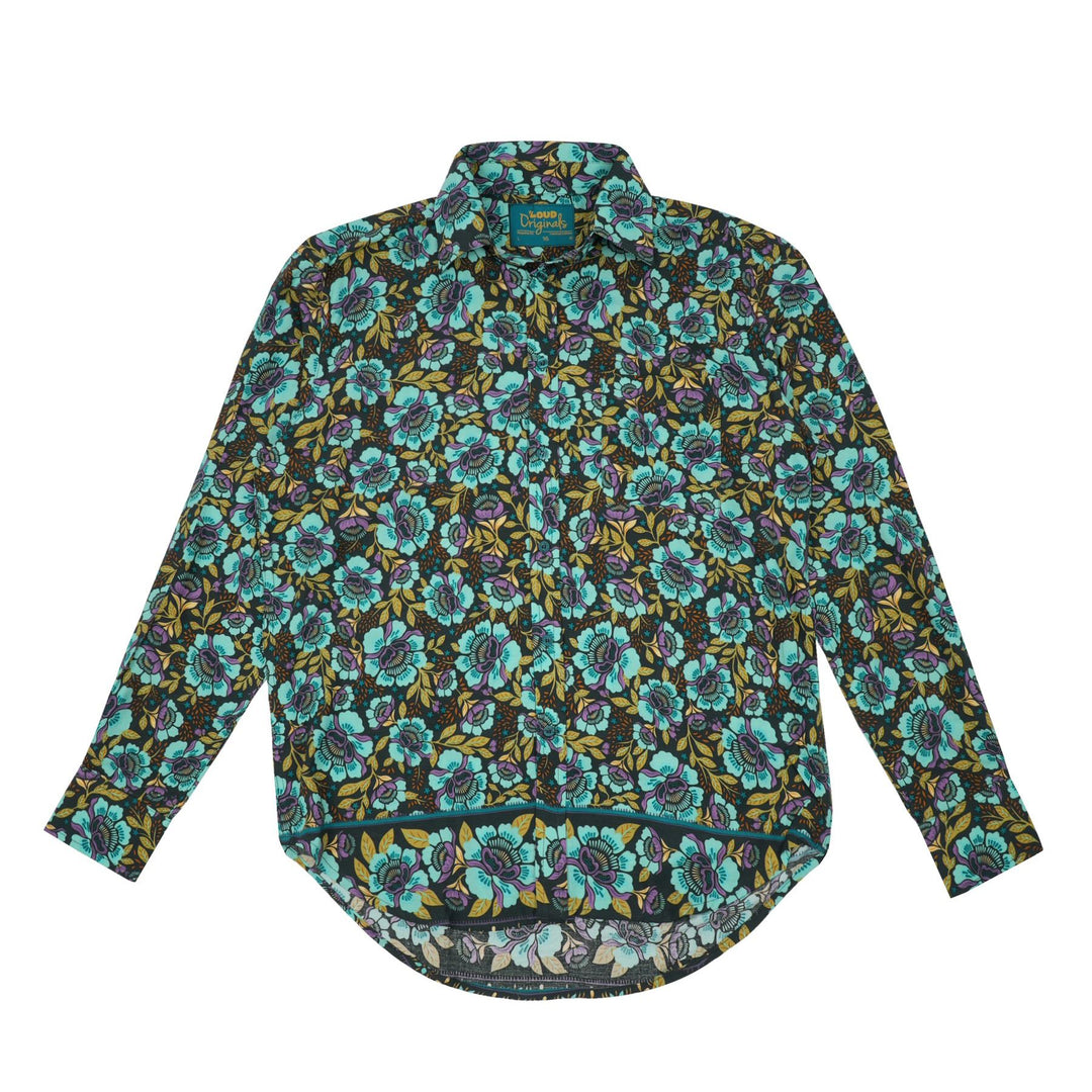 Regular Fit Long Sleeve Shirt - Teal Floral