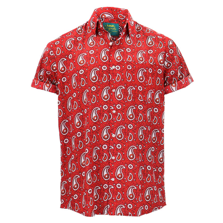 Regular Fit Short Sleeve Shirt - Crimson Paisley