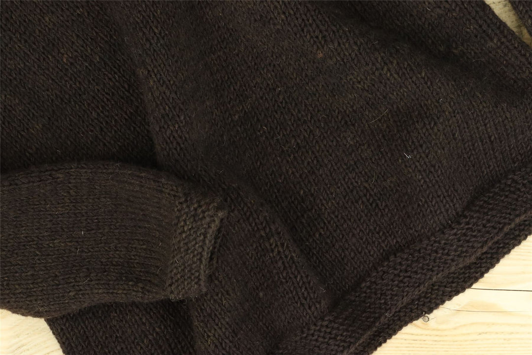 Hand Knitted Wool Jumper - Plain Brown