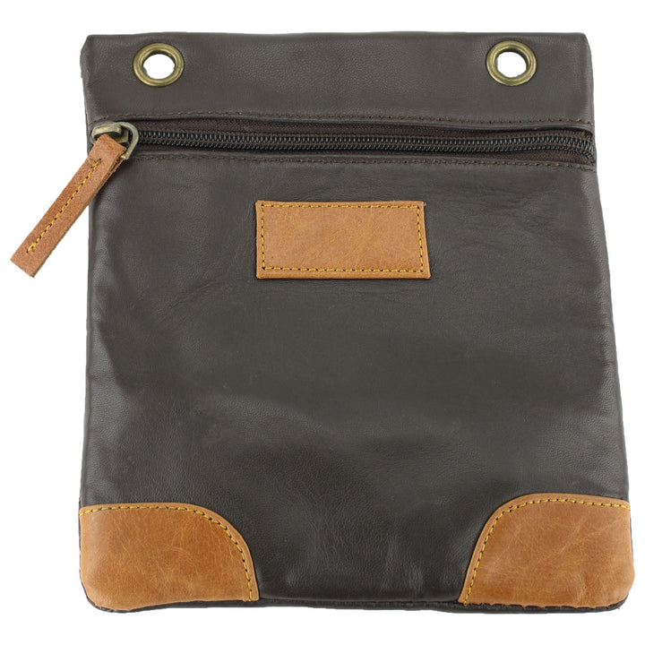 Real Leather Small Cross Body Shoulder Bag - Black