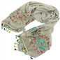 Woven Cotton Embroidered Scarf - Brown