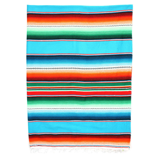 Handwoven Mexican Serape Large 200cm x 147cm - Light Blue