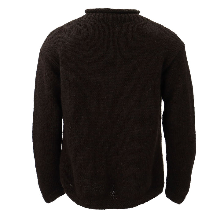 Hand Knitted Wool Jumper - Plain Brown
