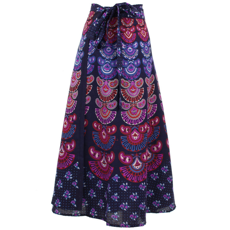Block Print Mandala Maxi Wrap Skirt - Purple