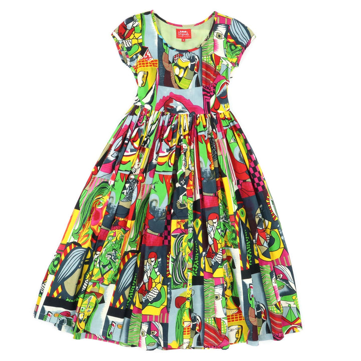 Tea Dress - Cubism Grey