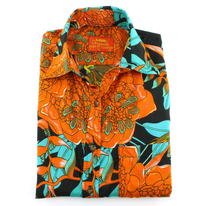 Tailored Fit Short Sleeve Shirt - Orange & Turquoise Floral