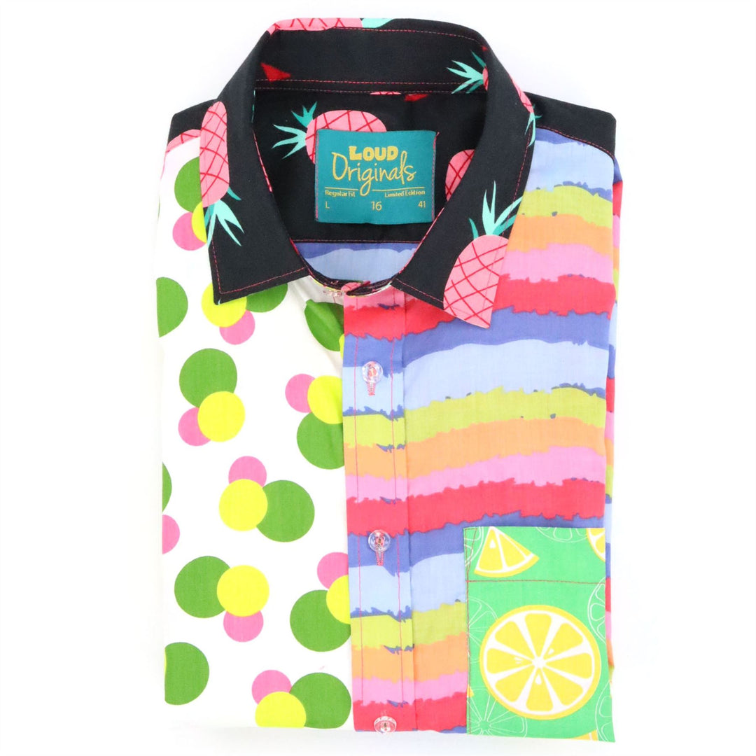 Regular Fit Short Sleeve Shirt - Bright Random Mixed Panel