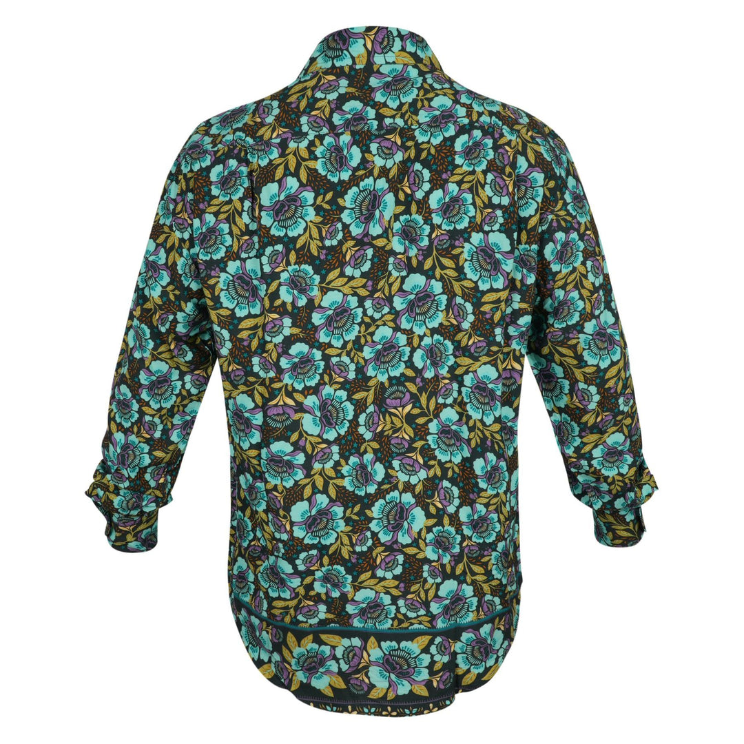Regular Fit Long Sleeve Shirt - Teal Floral