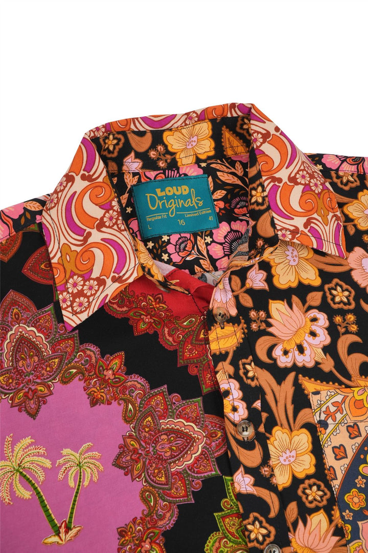 Regular Fit Long Sleeve Shirt - Random Mixed Panel Orange