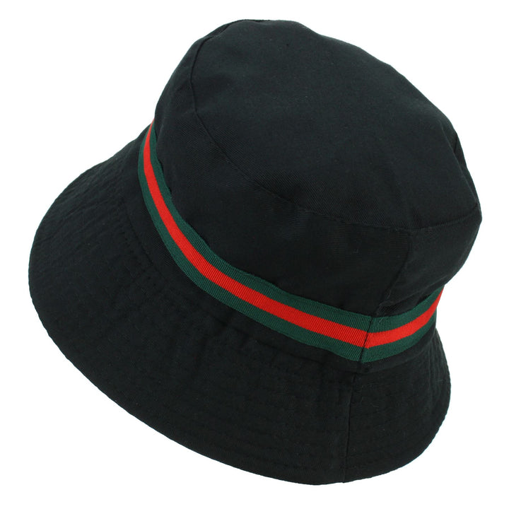 Canvas Bucket Hat - Black Red Green Stripe
