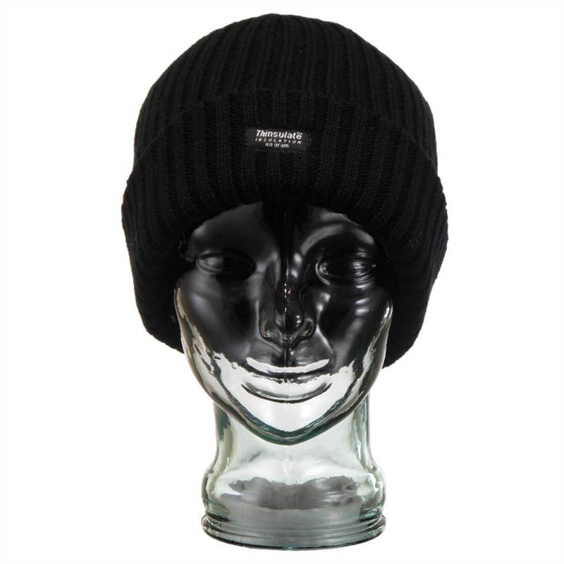 Chunky Knit Beanie Hat - Black