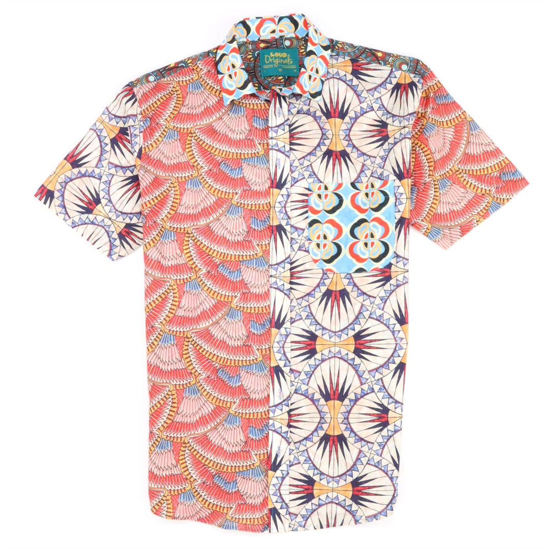 Regular Fit Short Sleeve Shirt - Geo Random Mixed Panel