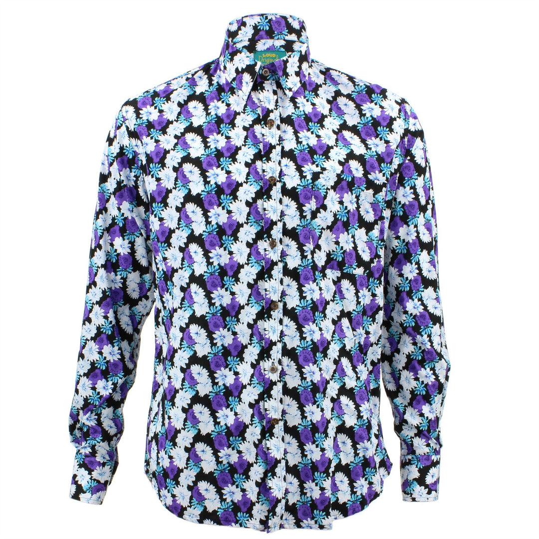 Tailored Fit Long Sleeve Shirt - Purple & White Floral
