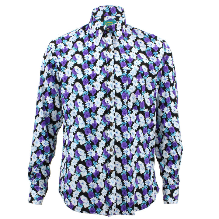 Tailored Fit Long Sleeve Shirt - Purple & White Floral