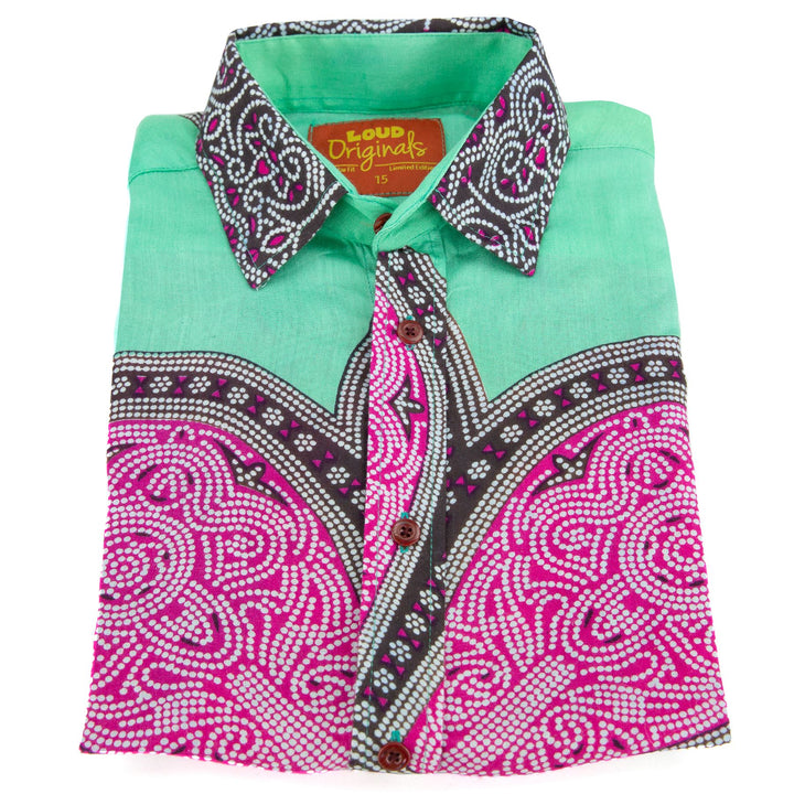 Regular Fit Short Sleeve Shirt - Flower Mandala - Green