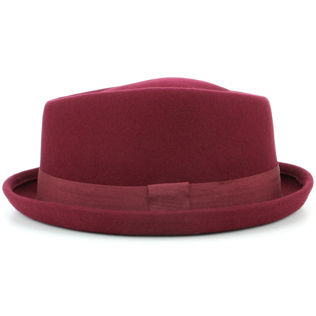 Wool Diamond Crown Porkpie Hat - Red