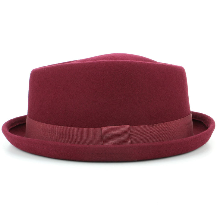 Wool Diamond Crown Porkpie Hat - Red